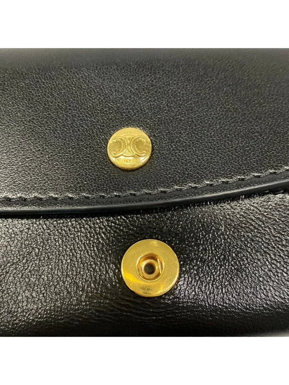 Celine Shoulder Bag Trio Flap Black Lambskin